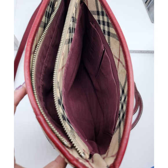 Burberry Red Crossbody Bag with Classic Check Pattern - Picture 10 of 15